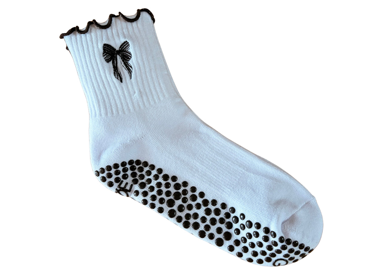Pilates Socken Schleife braun